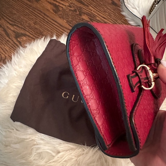 Gucci Red Emily Chain Flap Bag Leather Mini - Picture 5 of 6
